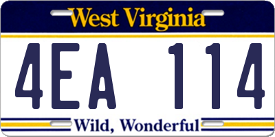 WV license plate 4EA114