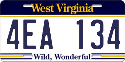 WV license plate 4EA134