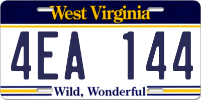 WV license plate 4EA144
