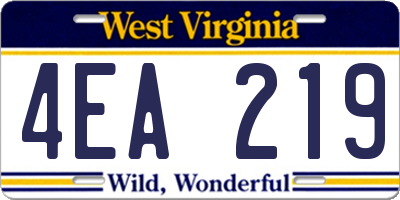 WV license plate 4EA219