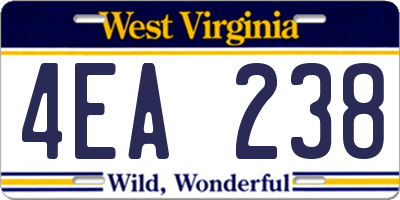 WV license plate 4EA238