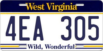 WV license plate 4EA305