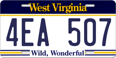 WV license plate 4EA507