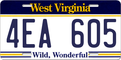 WV license plate 4EA605