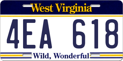 WV license plate 4EA618
