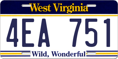 WV license plate 4EA751