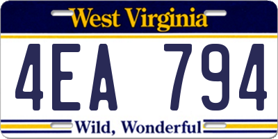 WV license plate 4EA794