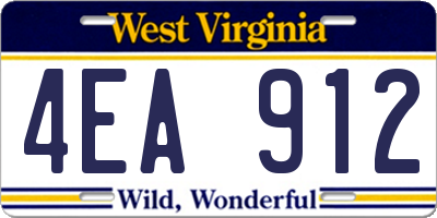 WV license plate 4EA912