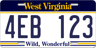 WV license plate 4EB123