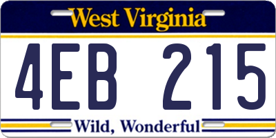 WV license plate 4EB215