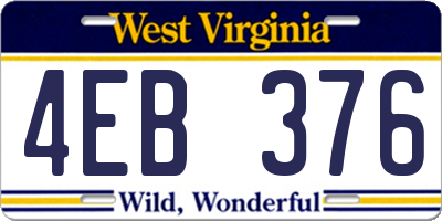 WV license plate 4EB376