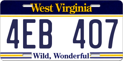 WV license plate 4EB407