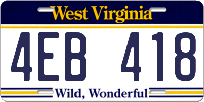 WV license plate 4EB418