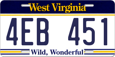WV license plate 4EB451