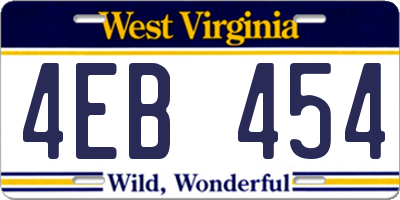 WV license plate 4EB454