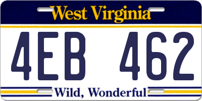 WV license plate 4EB462