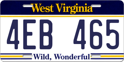 WV license plate 4EB465