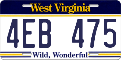 WV license plate 4EB475