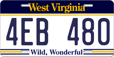 WV license plate 4EB480