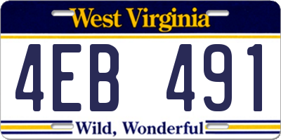 WV license plate 4EB491