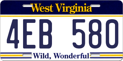 WV license plate 4EB580