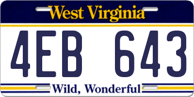 WV license plate 4EB643