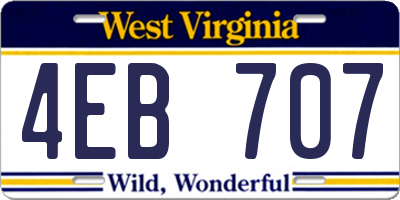 WV license plate 4EB707