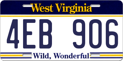 WV license plate 4EB906