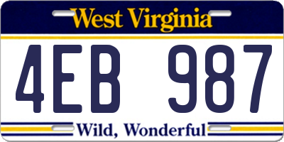 WV license plate 4EB987