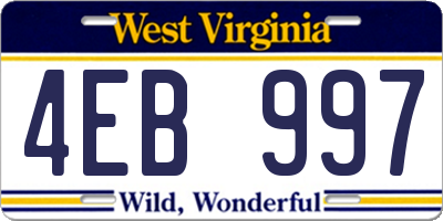WV license plate 4EB997