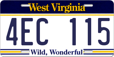 WV license plate 4EC115