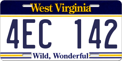 WV license plate 4EC142