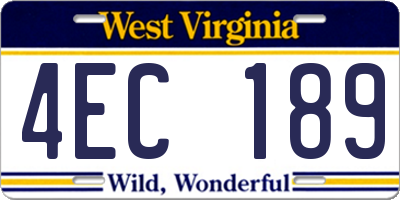 WV license plate 4EC189