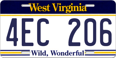 WV license plate 4EC206