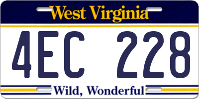 WV license plate 4EC228