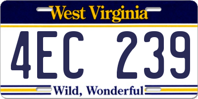 WV license plate 4EC239