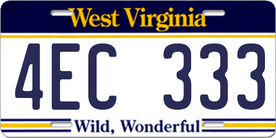 WV license plate 4EC333
