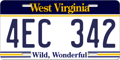 WV license plate 4EC342