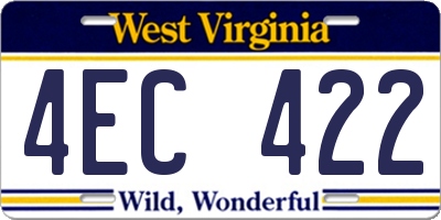 WV license plate 4EC422