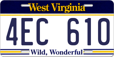 WV license plate 4EC610
