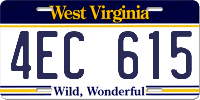 WV license plate 4EC615
