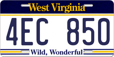 WV license plate 4EC850
