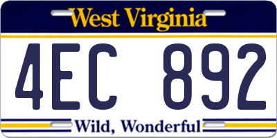 WV license plate 4EC892
