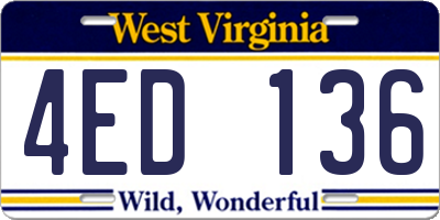 WV license plate 4ED136