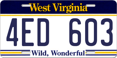 WV license plate 4ED603
