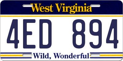 WV license plate 4ED894