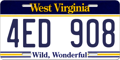 WV license plate 4ED908