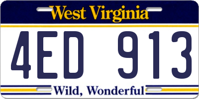 WV license plate 4ED913