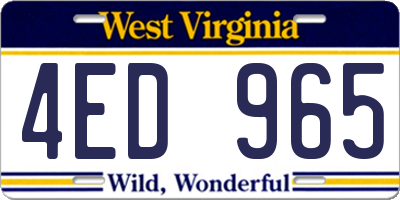 WV license plate 4ED965