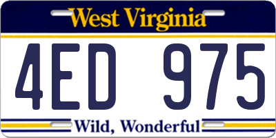 WV license plate 4ED975